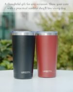 Travel Coffee Tumbler 20oz, Leakproof Travel Coffee Mug with Dual Lids and Straw, Stainless Steel Double Wall Vacuum Insulated Tumbler for Hot/Iced Drinks (Navy Blue, Textured Matte) - Image 5