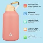 BJPKPK 1 Gallon Water Bottle Insulated, Dishwasher Safe 128oz Large Water Jug with Metal Handle & BPA Free Spout Lid, Stainless Steel Metal Jug for Gym, Sports & Hiking, Pink - Image 3