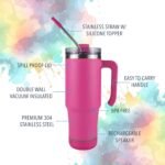 Hogg Bluetooth Tumbler 30 oz Grippy - Pink, Bluetooth Speaker Cup, 30 oz Stainless Steel Tumbler with Handle, Pink Cup with Speaker, Insulated Water Bottle, Gifts for Music Lovers, Unique Gifts - Image 3