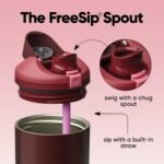 Owala FreeSip Tumbler Insulated Stainless Steel Water Bottle with Built-in Straw and Side Handle, For Travel, Work, School, and Sports, 40oz, BPA Free, Leak Proof, Black Cherry - Image 3