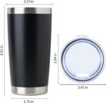 DOMICARE 20oz Stainless Steel Tumbler Bulk with Lid, Double Wall Vacuum Insulated Travel Mug, Powder Coated Coffee Cup, Powder Black, 8 Pack - Image 6