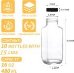 10 Pack 16oz Glass Juice Bottles with Lids - Reusable Juicing Bottles Glass Drinking Jars Containers with Airtight Lids & Cleaning Brush - Perfect for Juicing,Milk,Kombucha, and Storage - Image 4