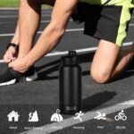 HASLE OUTFITTERS 32 oz Insulated Water Bottle Stainless Steel Double Walled Vacuum Sports Water Bottle with 2 Lids (Straw and Spout Lid) for Gym Camping Hiking(Black,1) - Image 5