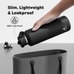 POWCAN 24 oz Slim Insulated Water Bottle with Straw: Leakproof, Keep Cold 24H, Cupholder Friendly, Top Handle, BPA-free, Stainless Steel Water Bottle for Sport, Travel, School, Gym (Midnight Black) - Image 4