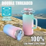 Hydraful 64 oz Tumbler with Handle and Straw - 100% Leak-Proof - Insulated Cup Reusable Stainless Steel Large Water Bottle Travel Mug for Gym, Hiking, and Camping - Gifts for Women Men Him Her - Image 4