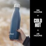 S'well Stainless Steel Water Bottle, 17oz, Blue Suede, Triple-Layered Vacuum Insulated Containers Keeps Drinks Cold for 36 Hours and Hot for 18, BPA Free, Perfect for On the Go - Image 4