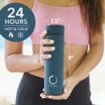 Pure Zen Tea Thermos with Infuser for Hot and Cold Infusions - Stainless Steel - Tea Infuser Bottle - Leakproof Travel Mug with Filter - 15oz - Blue - Image 3