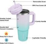 BJPKPK Tumbler With Handle 30 oz Stainless Steel Insulated Tumbler With Lid And Straw For Water Or Ice Coffee,Lavender Green - Image 3