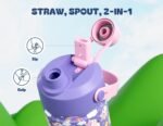 12 oz Insulated Water Bottle for Kids: 2-in-1 Straw Spout Lid, Spill-proof, BPA-Free, Easy Clean, Keep Cold 24H, Cute Patterns, Stainless Steel Cup for School, Travel, Playtime, Gift (Unicorn Jam) - Image 4