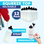 4E's Novelty Sports Water Bottles Bulk (12 Pack) 18 oz Squeeze Reusable Plastic White School Bike Water Bottle for Kids, BPA Free, Party Favor Giveaways, End of Year Student Gifts - Image 6