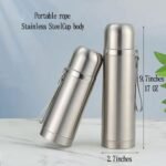 Stainless Steel Thermal Bottle Vacuum Insulated Coffee Trave Mug for Hot and Cold Drinks Double Walled Sport Water Flask with Cup 17Oz/500Ml(Silver) - Image 3