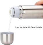 Stainless Steel Thermal Bottle Vacuum Insulated Coffee Trave Mug for Hot and Cold Drinks Double Walled Sport Water Flask with Cup 17Oz/500Ml(Silver) - Image 7