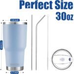 D·S 30oz Blue Tumbler Stainless Steel Double Wall Vacuum Insulated Mug with Straw and Lid, Cleaning Brush for Cold and Hot Beverages - Image 3