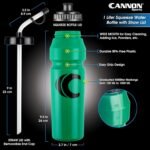 Cannon Sports 1 Liter Sports Water Bottle, BPA-Free, 34 Oz Capacity, Large Mouth, 2 lids (Straw and Squeeze), Great For Helmet Sports Such As Hockey, Lacrosse, Football, Boxing (2 Pack) (Green) - Image 3