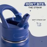 12oz Kids Water Bottle for School, Toddler Water Bottles with Straws, Insulated Water Bottles for Boys&Girls, Stainless Steel Vacuum Insulated Bottle for Kids, Leak-Proof, BPA-Free, Blue - Image 3