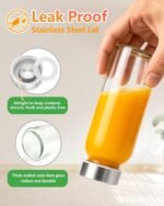 Zukro Glass Juice Bottles 10.5 oz, 8 Pack Reusable Small Clear Water Container With Stainless Steel Lids & Straw for Juicing, Smoothie, Travel, Homemade Drinks, Fridge, Leak Proof & BPA Free - Image 4