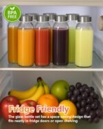 Zukro Glass Juice Bottles 10.5 oz, 8 Pack Reusable Small Clear Water Container With Stainless Steel Lids & Straw for Juicing, Smoothie, Travel, Homemade Drinks, Fridge, Leak Proof & BPA Free - Image 5