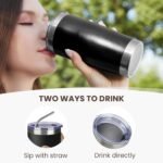 MEWAY 20oz Tumbler 4 Pack Double Wall Vacuum Insulated Travel Mug Bulk, Stainless Steel Tumblers with Lid and Straw, Durable Powder Coated Coffee Cups for Cold & Hot Drinks (Black, 4) - Image 4