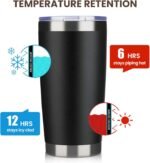 MEWAY 20oz Tumbler 4 Pack Double Wall Vacuum Insulated Travel Mug Bulk, Stainless Steel Tumblers with Lid and Straw, Durable Powder Coated Coffee Cups for Cold & Hot Drinks (Black, 4) - Image 7