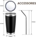 MEWAY 20oz Tumbler 4 Pack Double Wall Vacuum Insulated Travel Mug Bulk, Stainless Steel Tumblers with Lid and Straw, Durable Powder Coated Coffee Cups for Cold & Hot Drinks (Black, 4) - Image 9