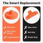 Jmoe USA Improved Lid For Gatorade Water Bottle | Fits Squeezable 32 oz and 30 oz Versions | Faster Flow Valve and Easy Twist Grip | Made With Food-Grade Materials (6-Pack) - Image 4