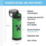 THERMOS FUNTAINER 16 Ounce Stainless Steel Vacuum Insulated Bottle with Wide Spout Lid, MINECRAFT - Image 3