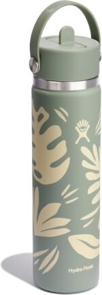 Hydro Flask Water Bottle - Insulated Stainless Steel - Wide Mouth Flex Straw Lid, Non Spill, Leakproof and Refillable in 24 Oz Botanical Bliss Agave - Image 3