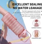 64oz,100oz,128oz Large Motivational Water Bottle with Time Marker, Leakproof & BPA Free Half Gallon Big Water Bottle with Straw Handle Tritan Frosted Water Jug for Gym,Fitness,Outdoor Sports - Image 5