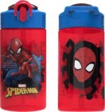 Zak Designs Marvel SpiderMan Kids Spout Cover and Built-in Carrying Loop Made of Plastic, Leak-Proof Water Bottle Design (16 oz, BPA-Free) - Image 5