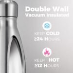 Volhoply 25oz Insulated Water Bottle 1/2/4 Pack, Double Wall Stainless Steel Vacuum Bottles, Keeps Cold & Hot, BPA Free Leak Proof Bottles (Silver,1 Pack) - Image 4