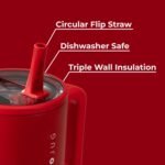 HydroJug Traveler - 32 oz Water Bottle with Handle & Flip Straw - Fits in Cup Holder, Leak Resistant Tumbler-Reusable Insulated Stainless Steel & Rubber Base - Gifts for Women & Men, Alumni Red - Image 4