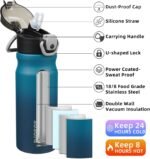 BJPKPK 18oz Insulated Water Bottle with Straw Stainless Steel Double Wall Water Bottles BPA Free Leak Proof Thermal Flask with Lockable Flip Lid and Soft Silicone Spout,Indigo Black - Image 3