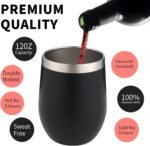 12oz/4 Pack Wine Tumbler Glasses with Lid Stemless Double Wall Vacuum Stainless Steel Travel Tumbler Keeping Cold & Hot for Wine,Coffee,Cocktails,Drinks-Family and Gifts (Multi color-dark) - Image 4