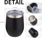 12oz/4 Pack Wine Tumbler Glasses with Lid Stemless Double Wall Vacuum Stainless Steel Travel Tumbler Keeping Cold & Hot for Wine,Coffee,Cocktails,Drinks-Family and Gifts (Multi color-dark) - Image 5
