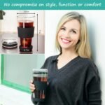 16oz Double Wall All Glass Tumbler with Lid, Glass Travel Mug, Dishwasher Safe & Microwavable Clear Coffee Tumbler To Go, Reusable Ceramic Cup with Lid, Black - Image 4