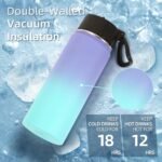 Volhoply 18oz Insulated Water Bottle Bulk 4 Pack,Kids Stainless Steel Water Bottles with Straw,Double Wall Vacuum Reusable Metal Bottle,Wide Mouth Sports Flask For Cold Drink(Assorted,4 Set) - Image 3