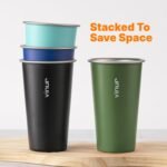 VINUR 4 Pack Stainless Steel Cups 20 oz Pint Tumbler Stackable Metal Drinking Glasses for Travel, Camping, Outdoors (Green-Black-Teal-Navy) - Image 3
