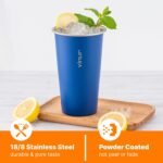 VINUR 4 Pack Stainless Steel Cups 20 oz Pint Tumbler Stackable Metal Drinking Glasses for Travel, Camping, Outdoors (Green-Black-Teal-Navy) - Image 4