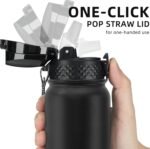 Fanhaw 20 oz Insulated Stainless Steel Water Bottle with Straw Lid, Leakproof & Anti-Dust Sports Bottle for Kids, Women & Men (Black) - Image 3