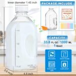 2 Quart (64 Oz) Glass Milk Bottle with Handle, Water Jug with Scale/Nut Milk Bag/Pour Spout/Airtight Lid, Reusable Carafe Container Pitcher for Milk, Tea, Juice, Coffee Beverage-1/2 Gal 1 Pack - Image 4