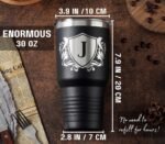 Onebttl Personalized Gifts for Men with Initials, Monogrammed Travel Tumbler for Him, Custom Coffee Cups, Unique Birthday Christmas Gifts for Men who Have Everything, Black, 30oz, J - Image 3