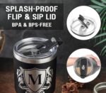 Onebttl Personalized Gifts for Men with Initials, Monogrammed Travel Tumbler for Him, Custom Coffee Cups, Unique Birthday Christmas Gifts for Men who Have Everything, Black, 30oz, J - Image 4