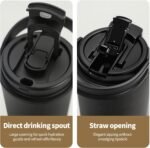 ANEWSIR Water Bottle 24 Oz/Stainless Steel Tumbler with Straw - Vacuum Insulated Water Bottle for Home, Office or Car Reusable Cup With straw，Cold for 12 Hrs or Iced for 24 Hrs(Black) - Image 3