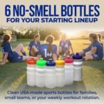 Rolling Sands USA Made 20 Ounce Sports Water Bottles - 6-Pack BPA-Free Blank Sports Bottles for Small Teams, Adults & Kids - Clear Frost Bottle/Rainbow Lid, No Smell No Taste - Image 4
