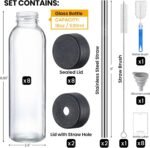 [UPGRADED LID] 8 Pack 18 oz Glass Juice Bottles with 8 Airtight Lids &2 Straw Hole Lids &2 Straws, Reusable Drinking Jar, Clear Water Bottles for Juicing, Smoothies, Refrigerator & Travel - BPA Free - Image 3