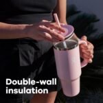 Hydro Flask Travel Tumbler with Handle, Lid and Straw - Insulated Stainless Steel in 40 Oz Trillium - Image 5