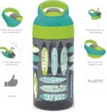 Zak Designs 16oz Riverside Beach Life Kids Water Bottle with Straw and Built in Carrying Loop Made of Durable Plastic, Leak-Proof Design for Travel, 2PK Set - Image 3