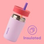 Owala Kids Insulation Stainless Steel Tumbler with Spill Resistant Flexible Straw, Easy to Clean, Kids Water Bottle, Great for Travel, Dishwasher Safe, 12 Oz, Pink and Purple (Lilac Rocket) - Image 3