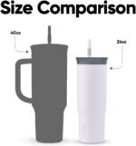 Owala Stainless Steel Triple Layer Insulated Travel Tumbler with Spill Resistant Lid and Straw, BPA Free, 24 oz, Grey/Purple (Bunny Hop) - Image 4