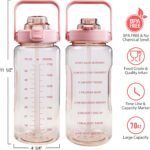 Half Gallon Water Bottle with Sleeve, 64OZ Motivational Water Bottle with Straw & Time Marker, BPA Free Leakproof Gym for Sport Workout - Image 3